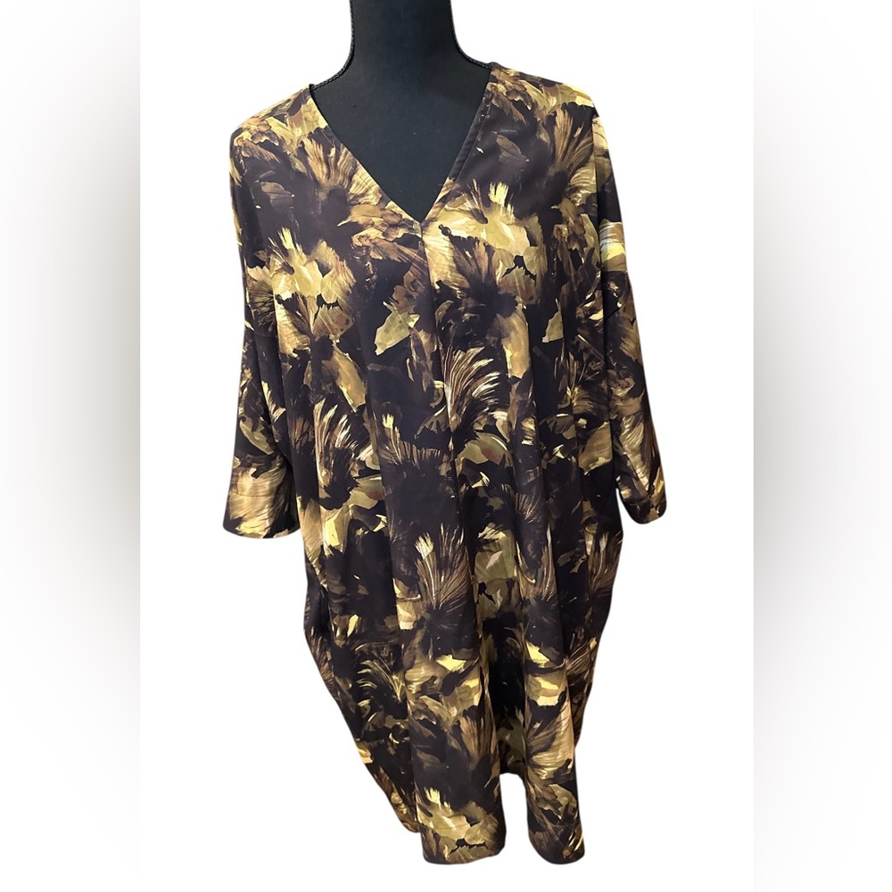 Bryn Walker Dress Womens Large Bingley Luna Floral Print 3/4 Sleeve Pockets